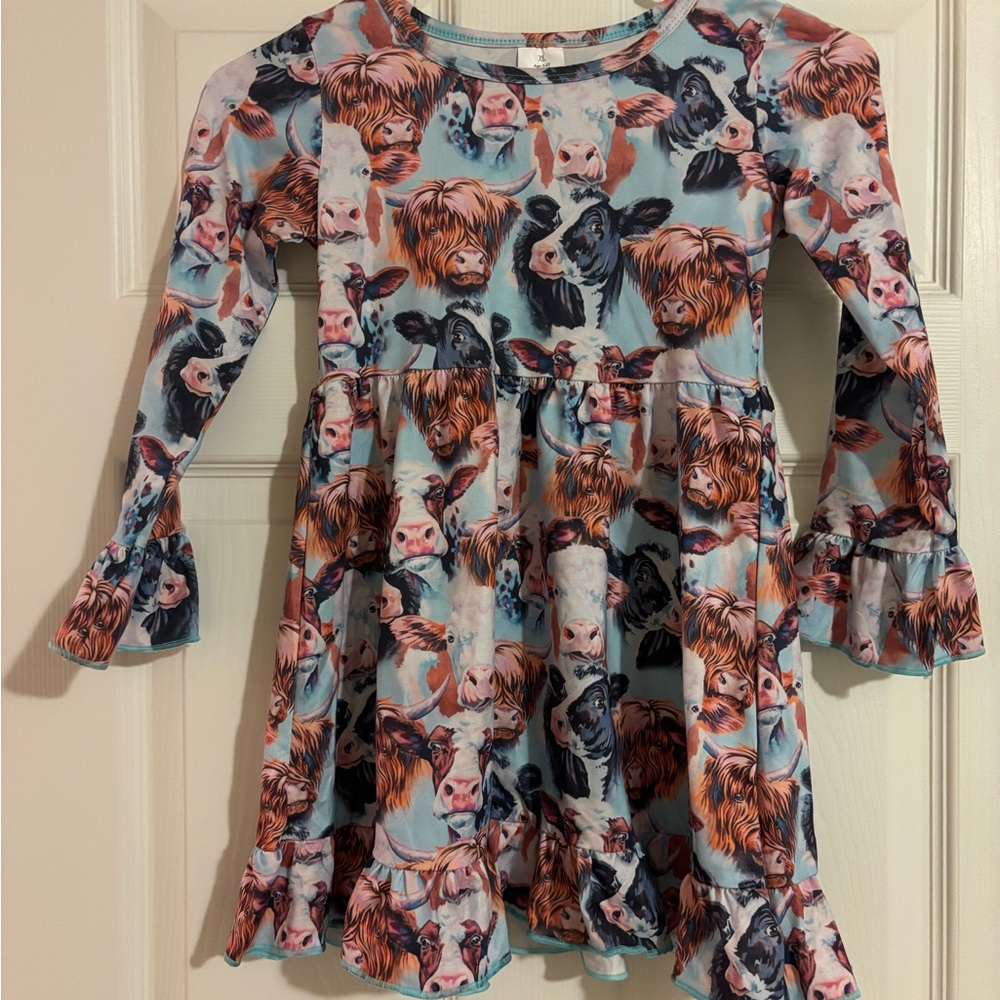 Ruffled Tiered Blue and Red Fit and Flare Dress